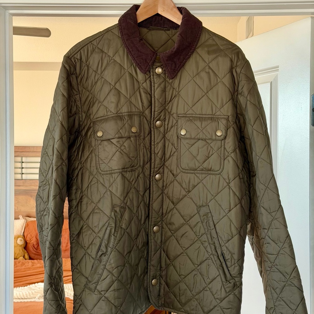 Barbour Tinford Olive Quilted Jacket with Cord Collar